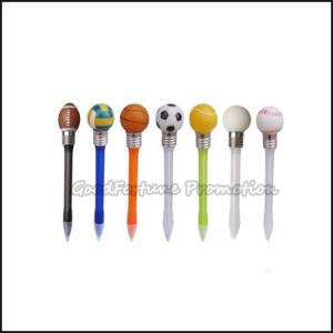 China promotion printed logo sports ball golf shape ballpoint led flash light knocking pen gift factory