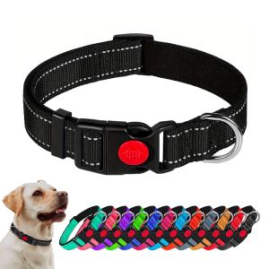 Reflective Adjustable Basic Simple Nylon Dog Collars With Locking Buckle