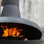 Black ISO9001 Wood Burning Fire Pits 800mm Suspended Wood Burner