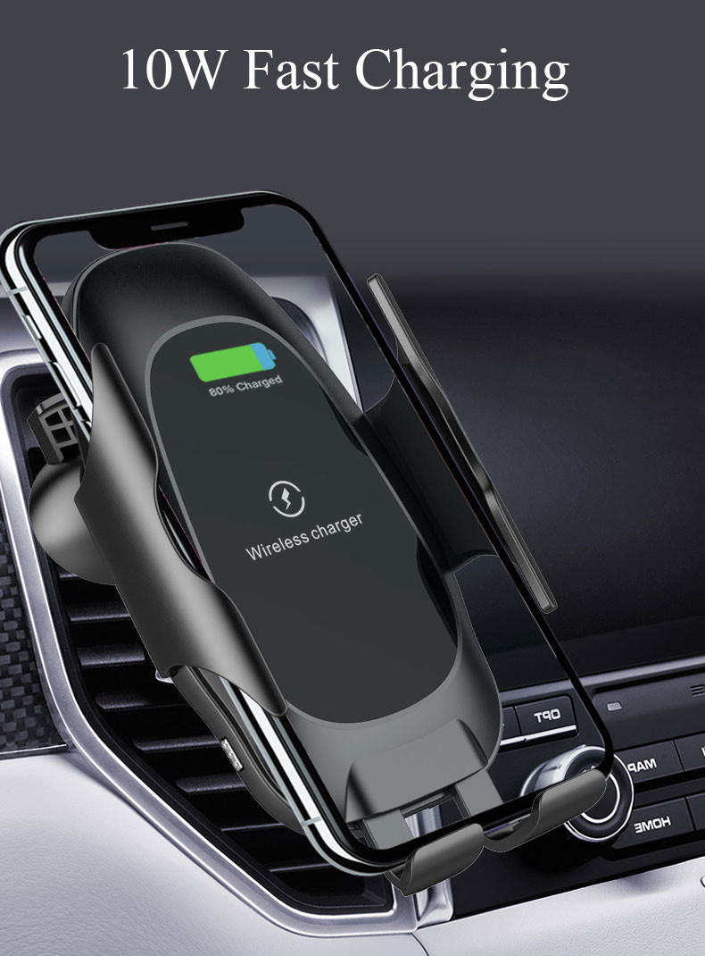 10W Fast Charging Qi Car Wireless Phone Charger Automatic Clamping