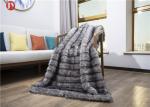 Gray Cutting groove Faux Fur Weighted Blanket , Faux Coyote Fur Blanket 80''X60'