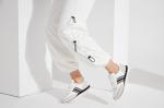 Soft Leather Womens Leisure Shoes 3mm Flat White Slip On Athletic Shoes