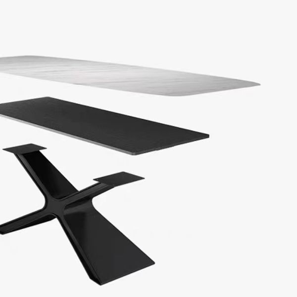 2024 New Design Luxury Dining Room Ceramic Table Sintered Stone Rock Board Italian Faux Marble Top Modern Dining Table