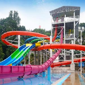 China Large Water Park Equipment Fiberglass High Speed Combination Slides factory