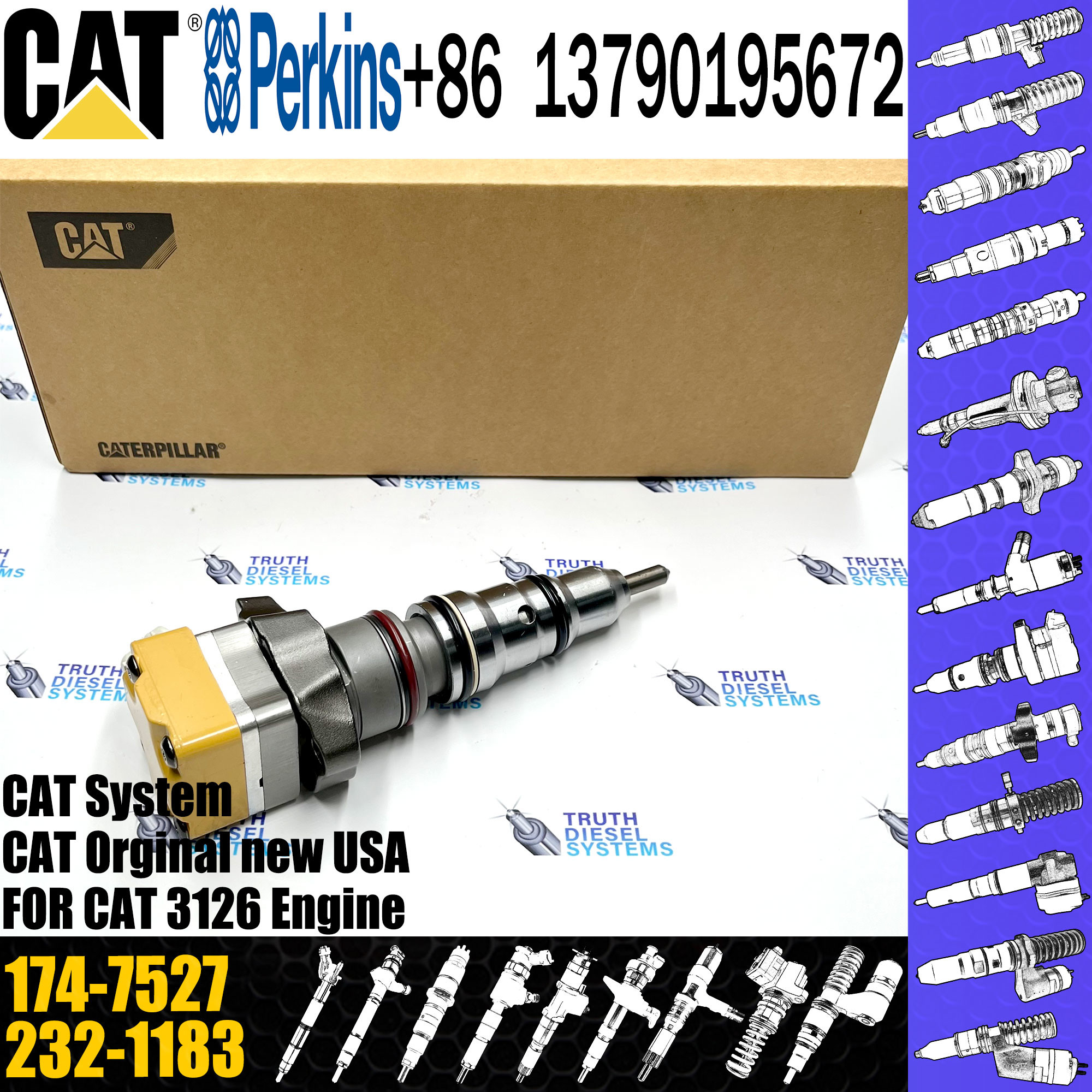 C-A-T 3126 3216B Engine Diesel Fuel Injector 174-7527 232-1183 OR-9350 111-7916 232-1173 177-4753