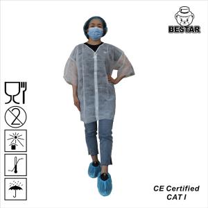 China FDA Anti Dust Disposable White Lab Coats SPP Jacket With Elastic Cuff on sale