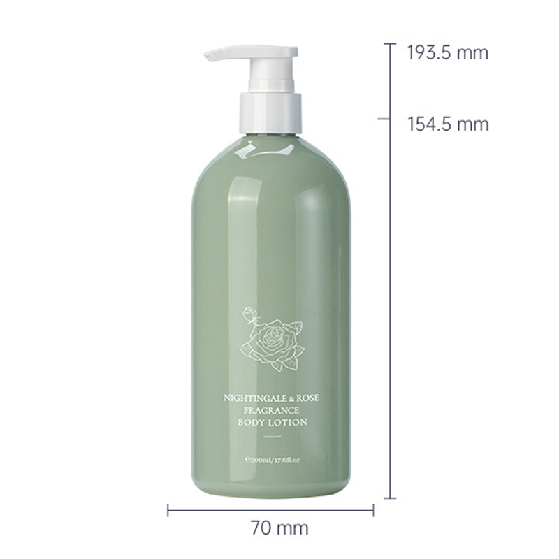 500ml Matcha PET cylindrical smooth with white pump for shampoo lotion bottle