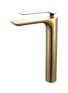 China Brushed Golden Brass Basin Mixer Faucet Single Lever Basin Mixer Bathroom Hot And Cold Water OEM factory