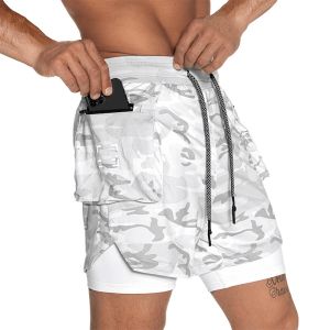 Custom Gym Workout Shorts Men Gym Quick Dry Short 2 in 1 Inseam Athletic Men Compression Jogger Shorts for Men With Phone Pocket