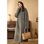 Winter Mongolian Cashmere Overcoat Luxury Ladies Long Alpaca Wool Trench Coat