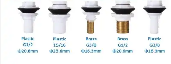 Plastic Threaded Tank Fittings For Dual Flush Cistern Bottom Entry Toilet Fill Valve