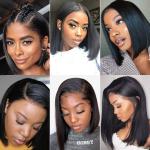 Short Black Human Hair Lace Front Bob Wigs Straight 10 Iches - 18 Inches