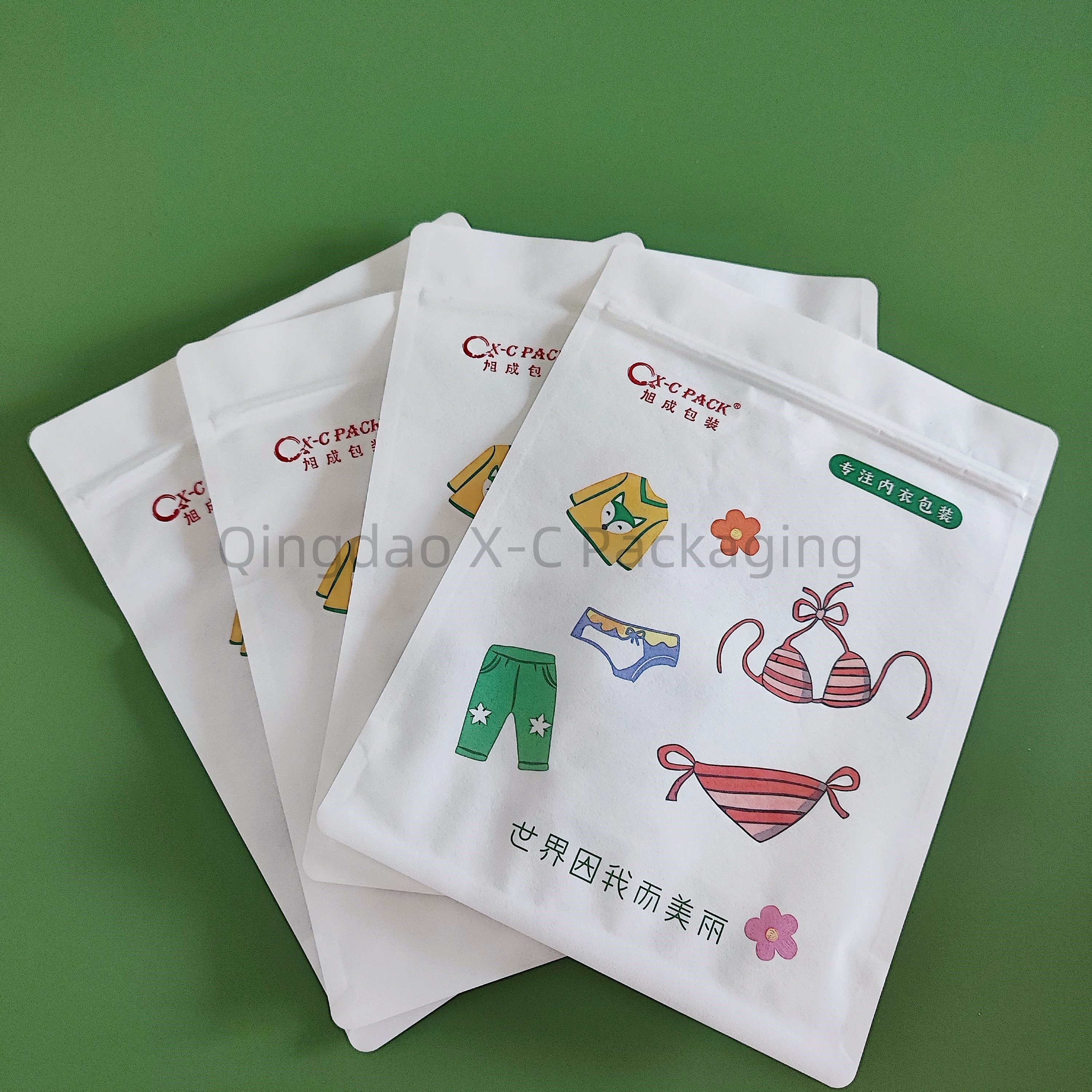 Rectangular Cotton Paper Bag Packaging With Ziplock 10 Colors Custom Printed