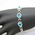 Fashion Jewelry Created Blue Topaz Cubic Zircon 925 Silver Link Chain Bracelet