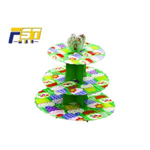 Eco - Friendly Cardboard Cupcake Tower Stand 3 Layers CMYK Printing With Art