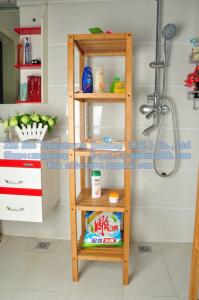 China Bamboo towel rack, wood shampoo rack, wooden soap holder factory