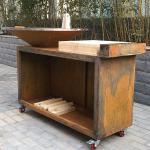 Wood Burning Grill Metal Corten Steel Fire Pit BBQ Barbecue