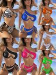 Bikini Push Up Swimsuit Stitching Transparent Split Sexy Swimming Suit For