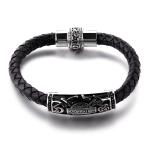 Man's Stainless Steel Clasp Braided Leather Bracelet Wholesale For Party