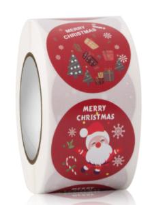 China CMYK Sticky Label Roll Santa Claus Reindeer Merry Christmas Vinyl Decals factory