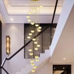 Duplex building living room lamp creative ingot crystal villa pendant light