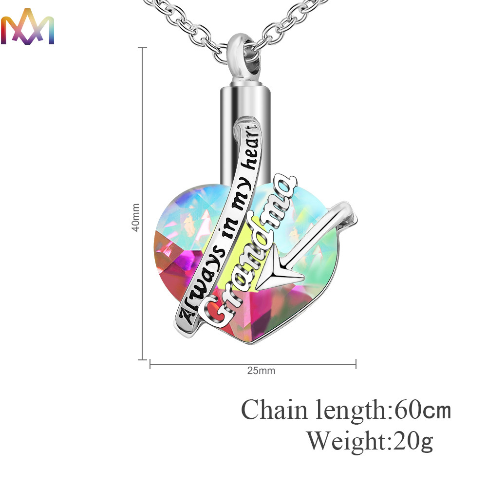 65CM Chain Heart Memorial Keepsake Pendant Engraved Necklace Charms