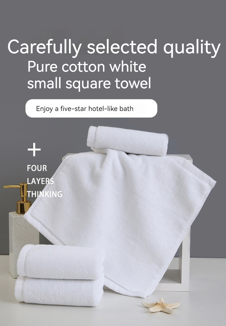 ALL Age Group Rectangle 100% Cotton White Small Square Face Towel for Luxury Hotel