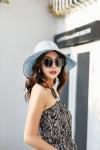 AK17561 fashion Wide brim sunny beach paper straw floppy hats for womens in