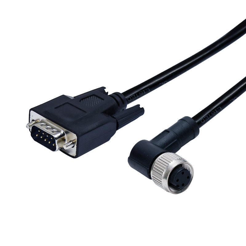 D-Sub Male 9pins Cable To M12 Right Angle Molding 9pins Waterproof Sensor Connector