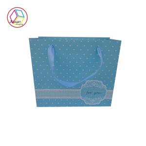 China Personalised Shopping Bags Blue Color Coated Paper Twisted Handle factory