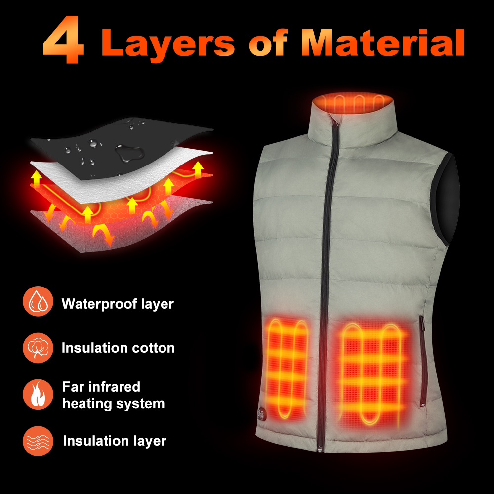 Zipper Heated Waistcoat Sweat Winter USB 5V Collar Smart Warming Heating Cotton