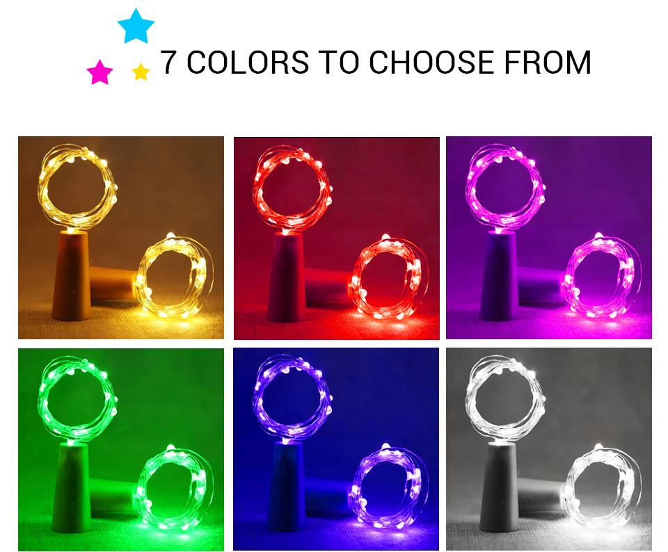 2M LED Garland Copper Wire Corker String Fairy Lights for Glass Craft Bottle New Year/Christmas/Valentines Wedding Decor