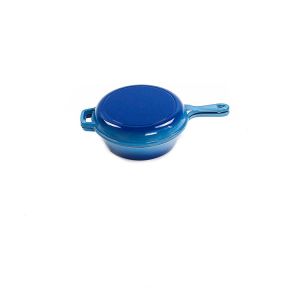 26*8cm Blue Cast Iron Casserole Pan 2 In 1 4.8kg with One long handle