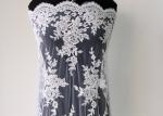 Embroidery Pearl Floral Corded Lace Fabric , White Bridal Lace Fabric With