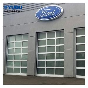 China Transparent PC Glass Sectional Garage Doors Automatic Aluminum Frame 410mm factory