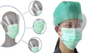 China Non-woven Disposable Face Mask with plasitic eye shield,added protection for eyeswith clear plastic factory