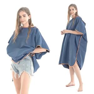 China Custom Adult Microfiber Poncho Towel Hooded Beach Towel Swim Changing Robe Surf factory