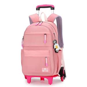 China Fashion Kids Children Cartoon School Bag With Wheel Trolly factory