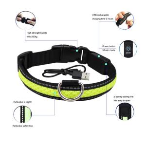 China C910 New Pet Product Customs Iluminous Nylon Printed Flashing LED Usb Rechargeable Light Up Led Dog Collar factory
