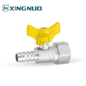 China Butterfly handle plating nickel female threaded Solid Brass Gas Ball Valve with Chrome Plated Handle factory