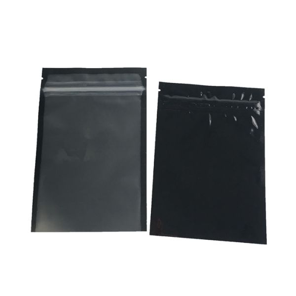 China Clear Front Window Stand Up Zipper Pouch Food Grade Smell Proof Matte Black Surface factory