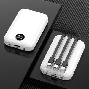 China 10000mAh Portable Wireless Charger LCD Display Inbuilt Cable Power Bank factory