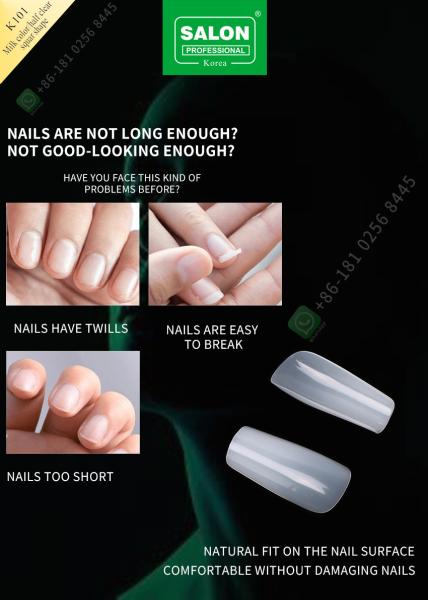 Milk Color/ Half Square Shape French Acrylic Fake Nail with ABS Artificial nail