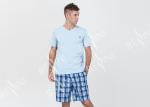 Super Soft Mens Luxury Sleepwear V Neck Short Sleeve Tee And Short Pants