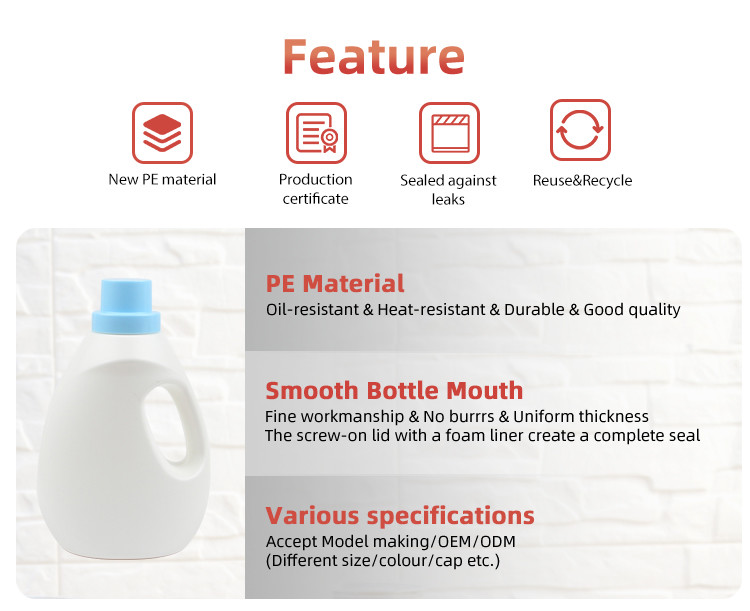 PE Laundry Detergent Bottle With Concentrated Form For Professional Cleaning