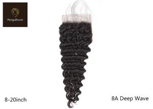 China Natural 30.48cm 12inch Remy Human Hair Closure deep wave lace frontal With Baby Hair factory