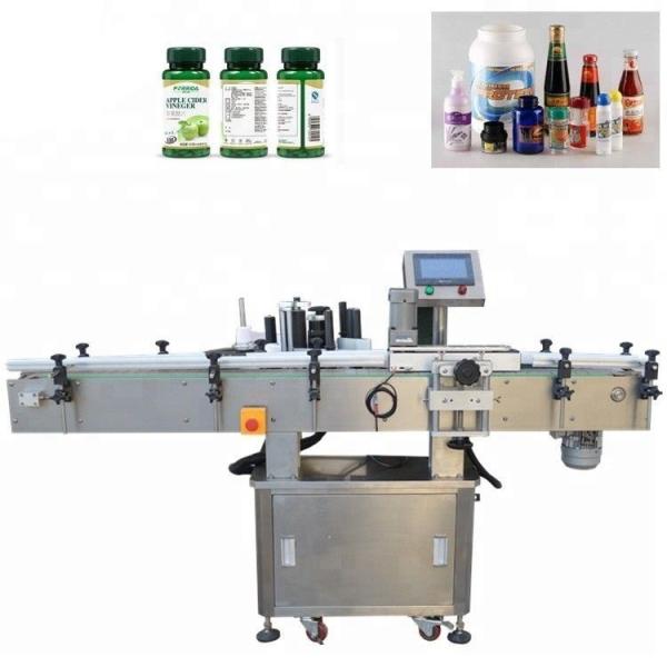 Vertical Stainless Steel Vial Labeling Machine , Wood Packaging Automatic