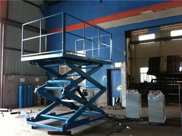Cargo Stationary Hydraulic Lift Table Four Safety Handrail 1200mm Double