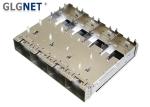 2.05mm Press fit pin 4 ports Ganged SFP+ Shield Cage Connector with HS Heat Sink
