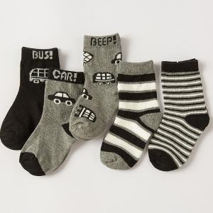China Custom logo, design car striped pattern printed kids girls cotton sock factory